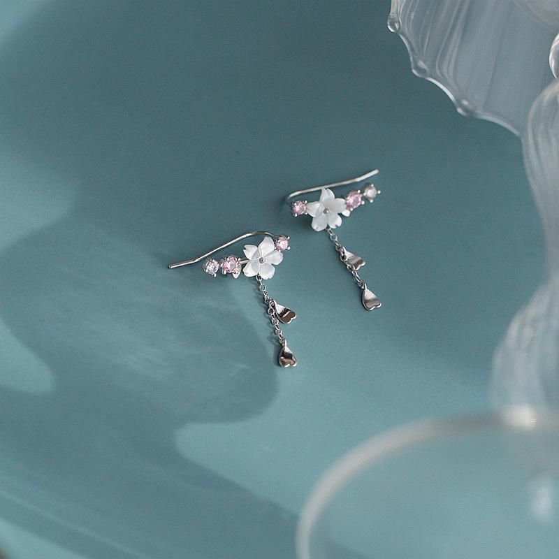 Simple Shell flower tassel earrings woman jewelry gift