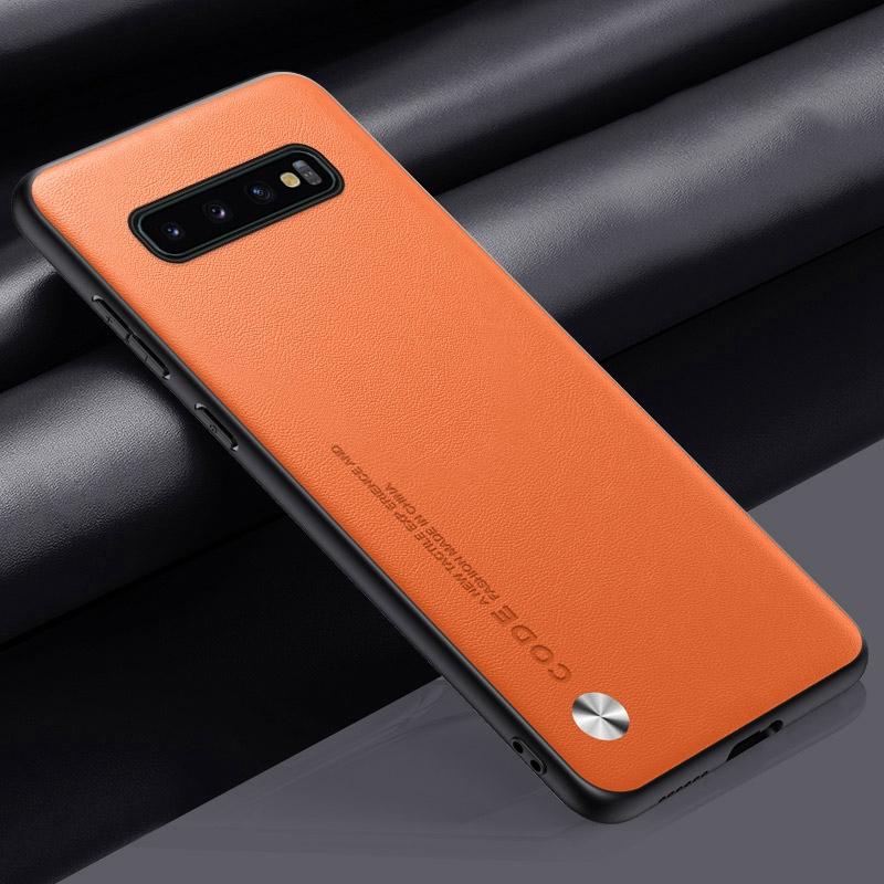 

Роскошный чехол из искусственной кожи для Samsung Galaxy S10 5G S10 Plus S10Plus, задняя крышка, деловой матовый силиконовый защитный чехол для телефона For Samsung S10 5G оранжевый