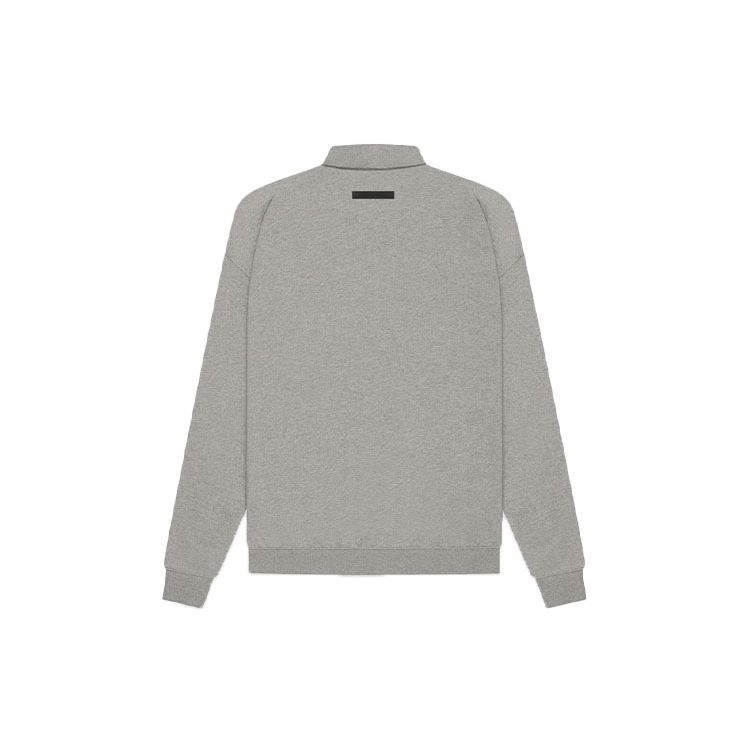 Fear of God Essentials SS21 Long Sleeve French Terry Polo Unisex Tops Dark-Heather-Oatmeal FOG-SS21-616