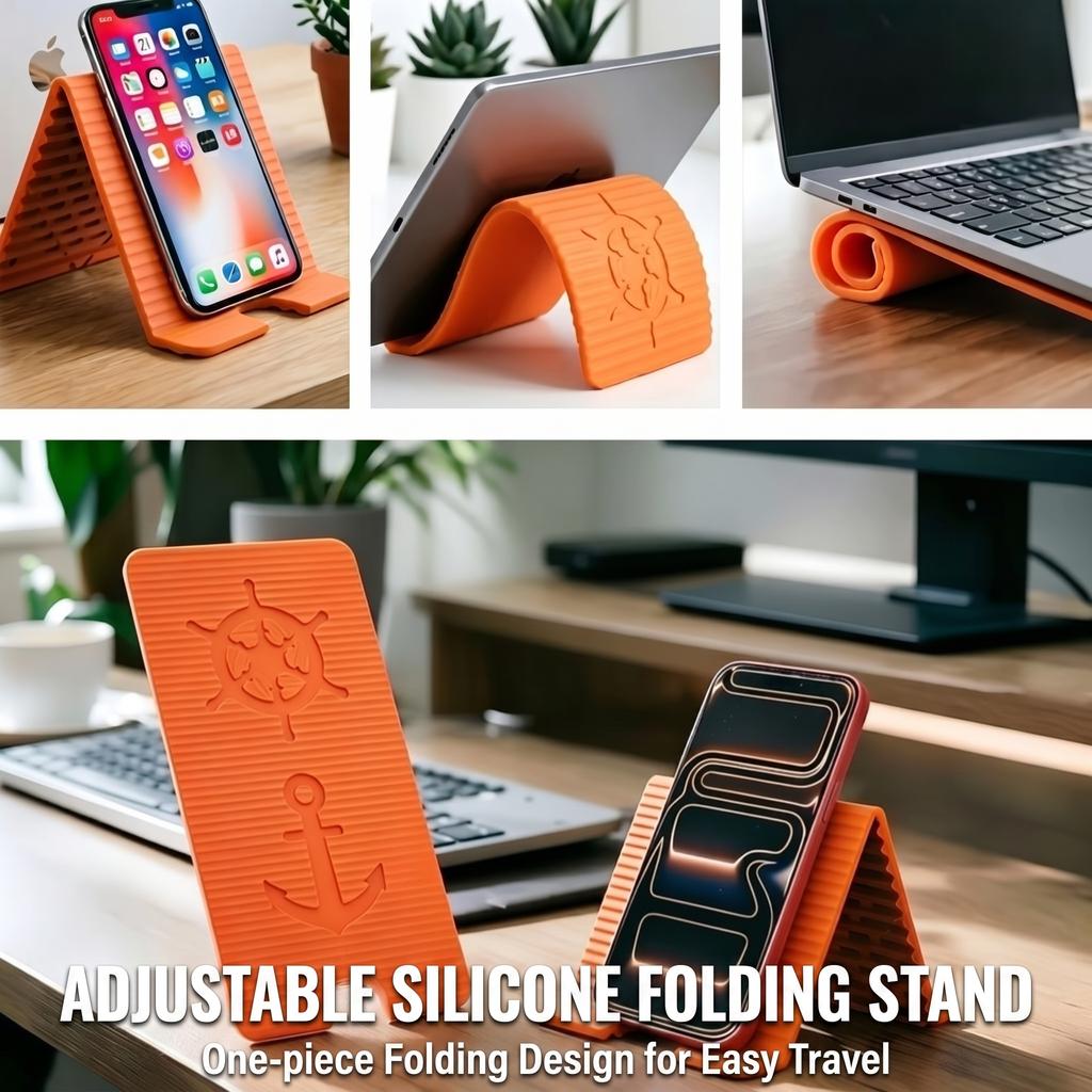 Flexible Silicone Phone Holder, Desk&Travel, Airplane Tray Table, Bendable Desktop Stand, Generic Portable Holder 4 Colors