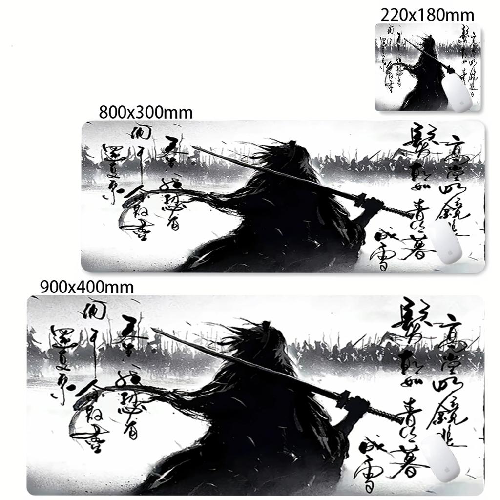 Game Mouse Pad Japanese Samurai Devil Mousepad Black Gamer Desk Mats Esports Mouse Pad Carpet Gaming Accessories Table Mat