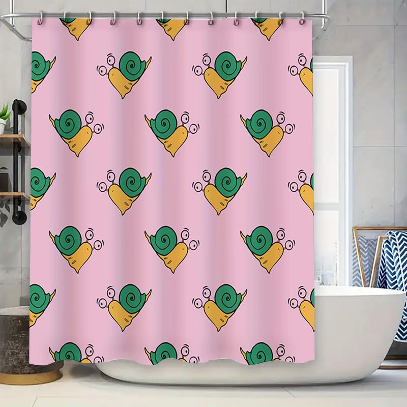 

Bright Pink Snail Shower Curtain With Green Spiral Pattern For Bathroom Decor Polyester Waterproof Fabric Print Design 72 X 84 I W60H190(CM)-1 Pcs