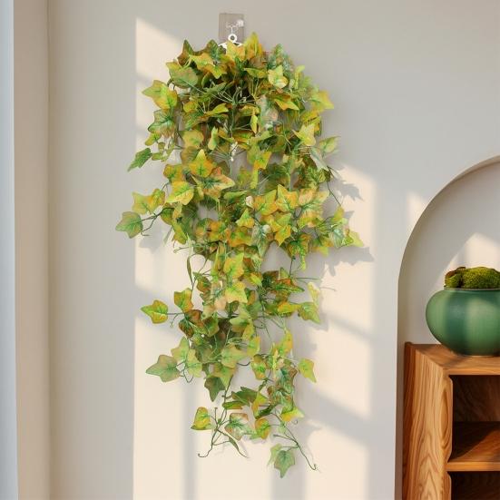 Faux Maple Leaves for Autumn Decor 5?Fork Artificial Leaf Hanging Vine, Fake Foliage Wall Autumnal Festivals Plant, Simulated Greenery Vine