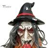 Decorative Holiday Statue Halloween Long Tongue Witch Pumpkin Ornament, Spooky Gothic Desktop Resin Farmhouse Decor Figurine, Collectible Tabletop