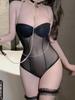 Exotic Summer Fashion Women's new Clothing Solid Color Perspective Hanging Neck Metal Chain Decoration Sexy Tight jumpsuit W4TT