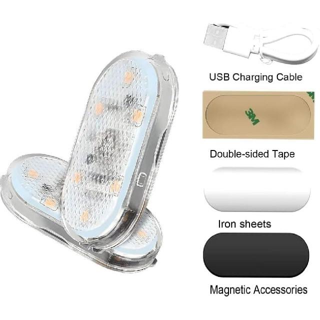 4PCS Wireless Car Interior LED Lights 7Colors USB Rechargeable Car LED Touch Light with 6 Super Bright LED Lamp Beads Car Interior Ambient Light