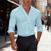 INCERUN Herren V-Ausschnitt Knöpfe Lässig Langarm Hemden