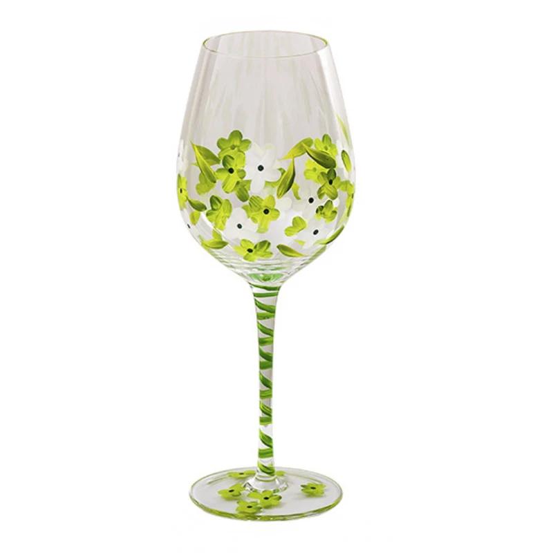 Painted medieval tulip goblet 400-800ML high-value crystal glass juice home red wine
