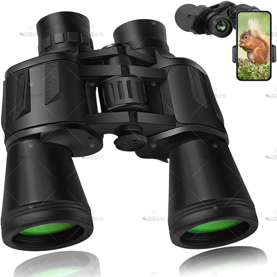 

20x50 Binoculars For Adults With Smartphone Adapter With Bak4 Prism Fmc Lens Telescope Tactical Binoculars For Hiking чорний