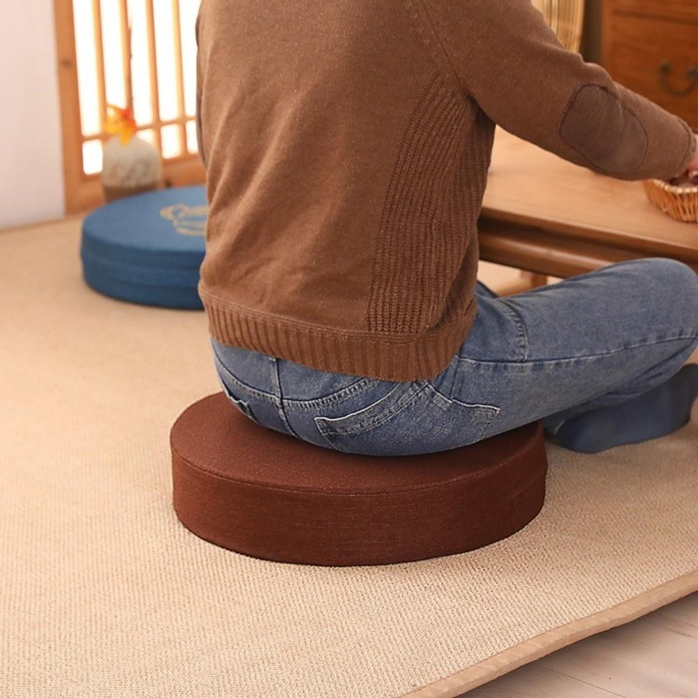 New Lotus Embroidered Yoga Meditation Cushion Washable Round Backrest Pillow Removable Cover Thickening Fill Linen Futon Cushion