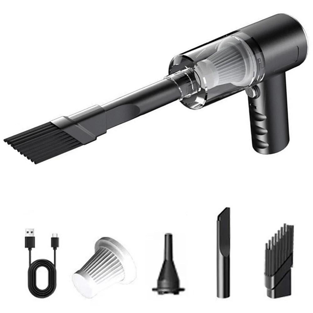 

Комбинированный пылесос с зарядкой через USB, автомобильный бытовой пылесос, маленький автомобиль с полностью автоматической высокой мощностью, мощная уборка чёрный