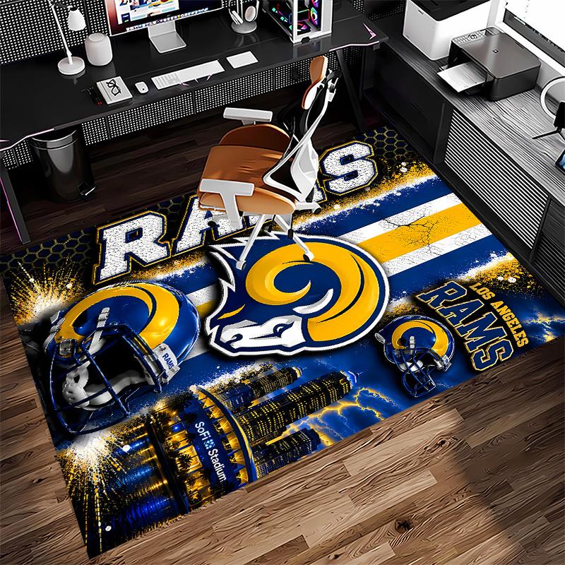 Los Angeles Rams logo Print Area Rug - Soft, Washable Non-Slip Indoor Mat for Office Chairs, Living Room, Home Office Decorative Rug