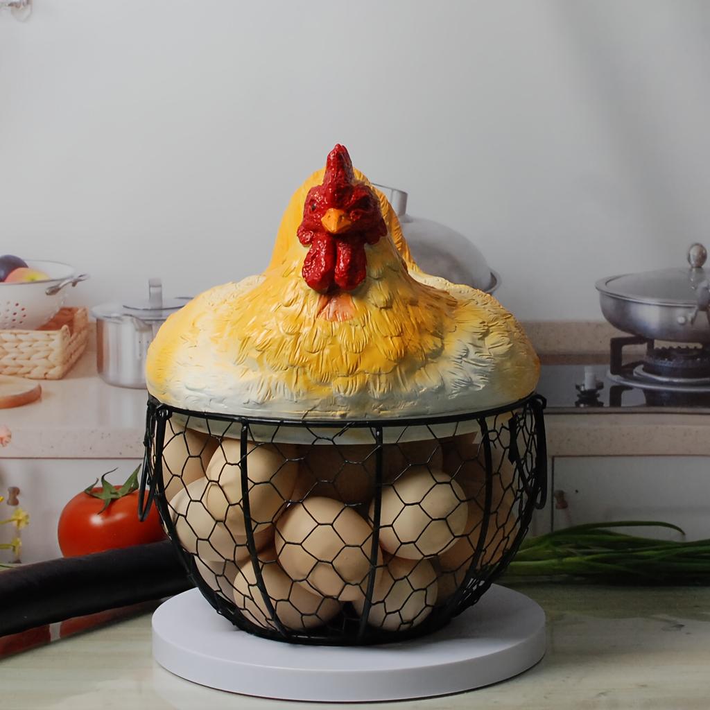 1 st Klassisk Stil Metall Kyckling Äggförvaringskorg med Fönstervy Design, Förvaringslådor för Hemorganisation, Korgar, Lådor & Behållare