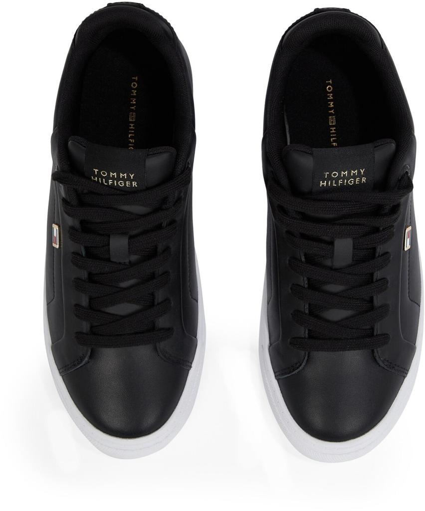 Tommy Hilfiger Court Sneaker Icon Flag Sneakers In Black Leather