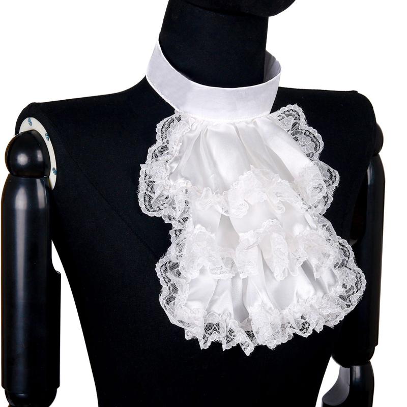 Ruffle Lace Neck Tie Shirt Front Detachable False Collar Necktie Stage Performance Party Multi-Layer Neckwear Neck Collar