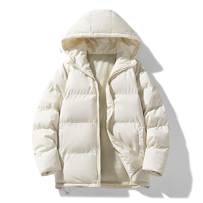 New Cotton-padded Men's Hooded Bread Coat Cotton-padded Couple Hooded Casual Cotton-padded Youth Tide Brand Solid Color Cotton-padded Coat