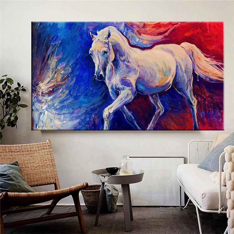 Pictură pe pânză cu trei cai care alergă, postere și imprimeuri de artă cu animale, pictură modernă, imagini de perete, pentru decorarea camerei de zi