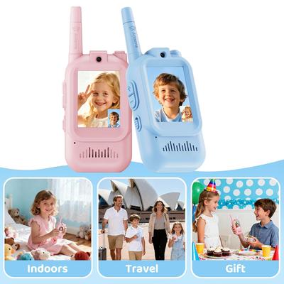 Video Kids Walkie Talkie 2 Pack Rechargeable Children Indoor Outdoor Toys for Camping Travel Birthday Gifts