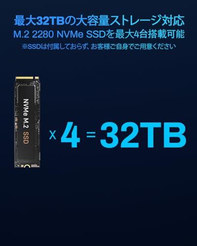TERRAMASTER/F4 SSD/NAS Storage/4-Bay/All-SSD NAS Server/N95 Quad-Core CPU/8GB DDR5 RAM/5GbE Port/Compact High-Performance Network Storage/SSD Not Incl