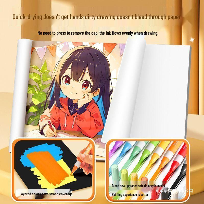 Acrylic Soft Tip Watercolor Pen for Kids - Non-Bleeding, Ideal for Layering on Special Paper.