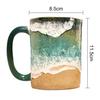 Yousheng Paw Print Ocean Shoreline Mug Ceramic Coffee Cup Handmade Waves Pattern Tea Mug 11oz/15oz Sea Foam Claw Drinking Mug Beach Souvenir Gift