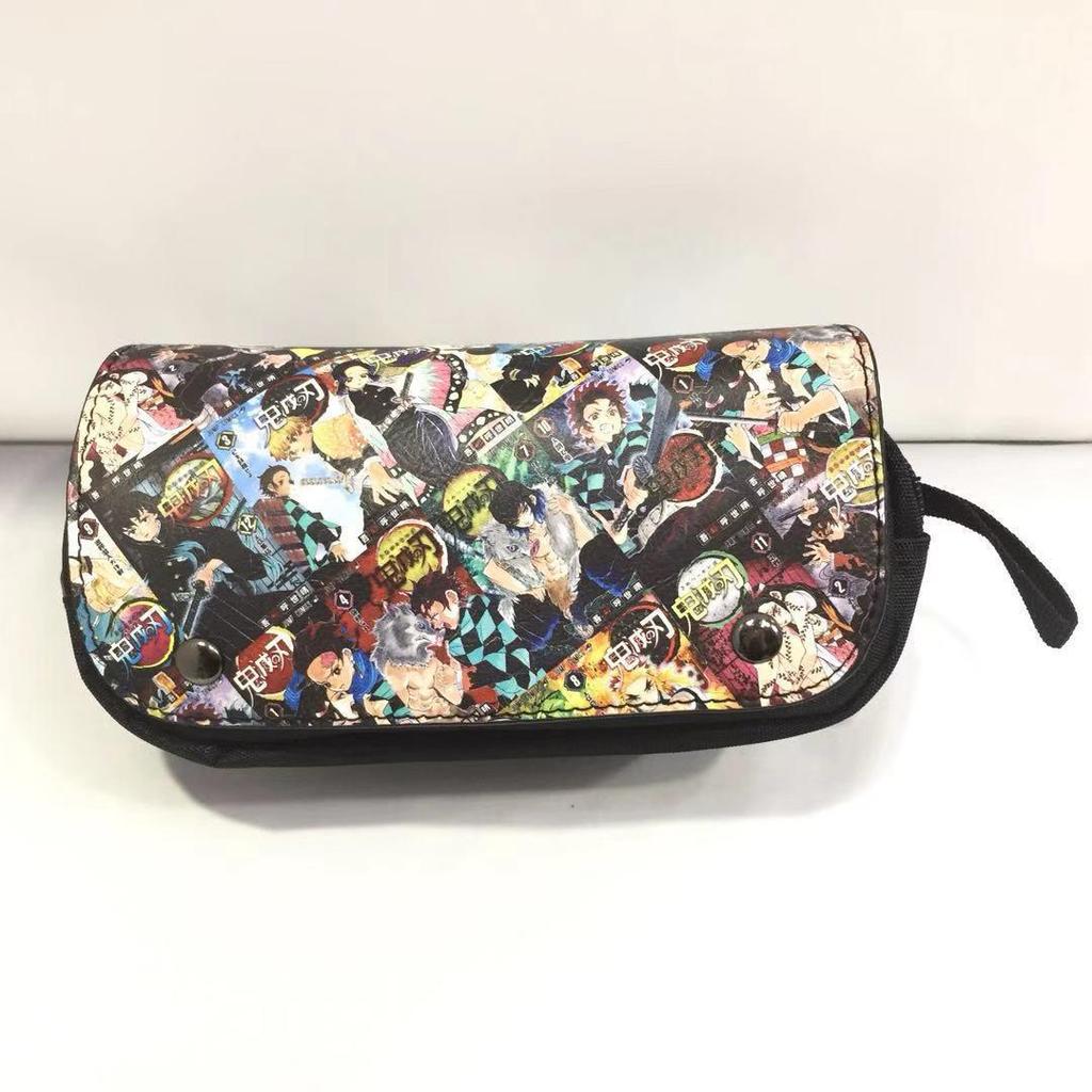 New Year's Day Demon Blade Cartoon Pencil Case - Student Stationery Box with Button Closure
