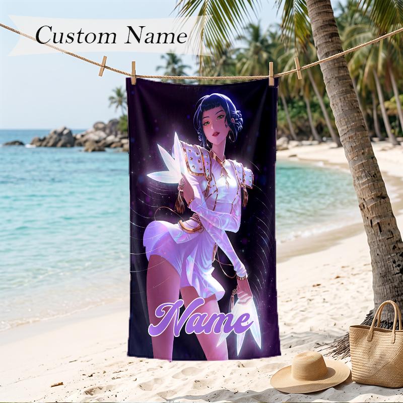zoey Custom Name Printed Beach Towel Personalized Soft Towel For Swimming Beach Travel