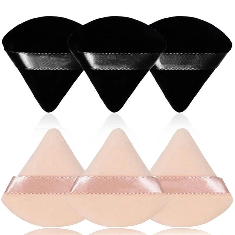 2/6ks Triangle Powder Puff Houba na make-up na obličej Soft Velvet Cosmetic Puff Blender Beauty Foundation Sponge Make-up příslušenství