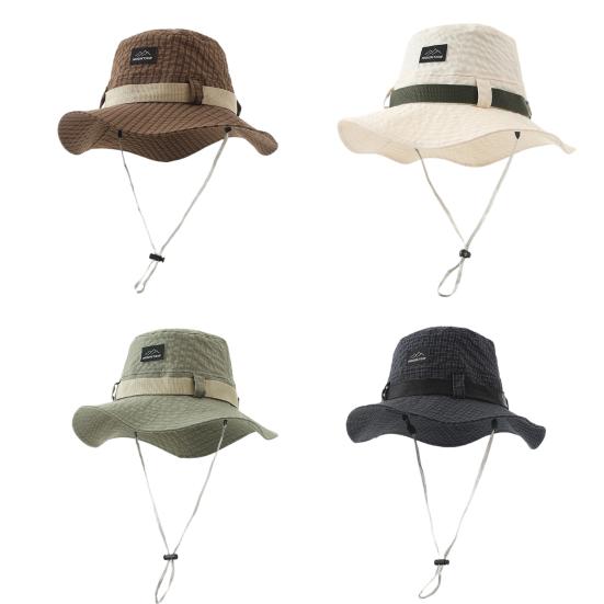 Fisherman Hat for Men, UV Protection Wide Brim Summer Hat, Outdoor Sun Hat with Adjustable Windproof Rope for Hiking Fishing Cycling Sunshade