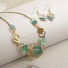 Geometric Necklace Bracelet Earrings Vintage Square Bracelet Vintage Colored Necklace  Party