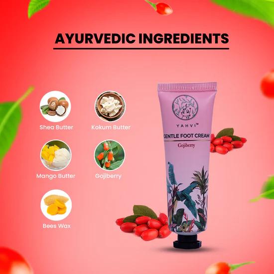 Yahvi Sanfte Fußcreme für trockene Füße Gojiberry Ayurvedische Riss-Fersen-Reparaturcreme 30 ml