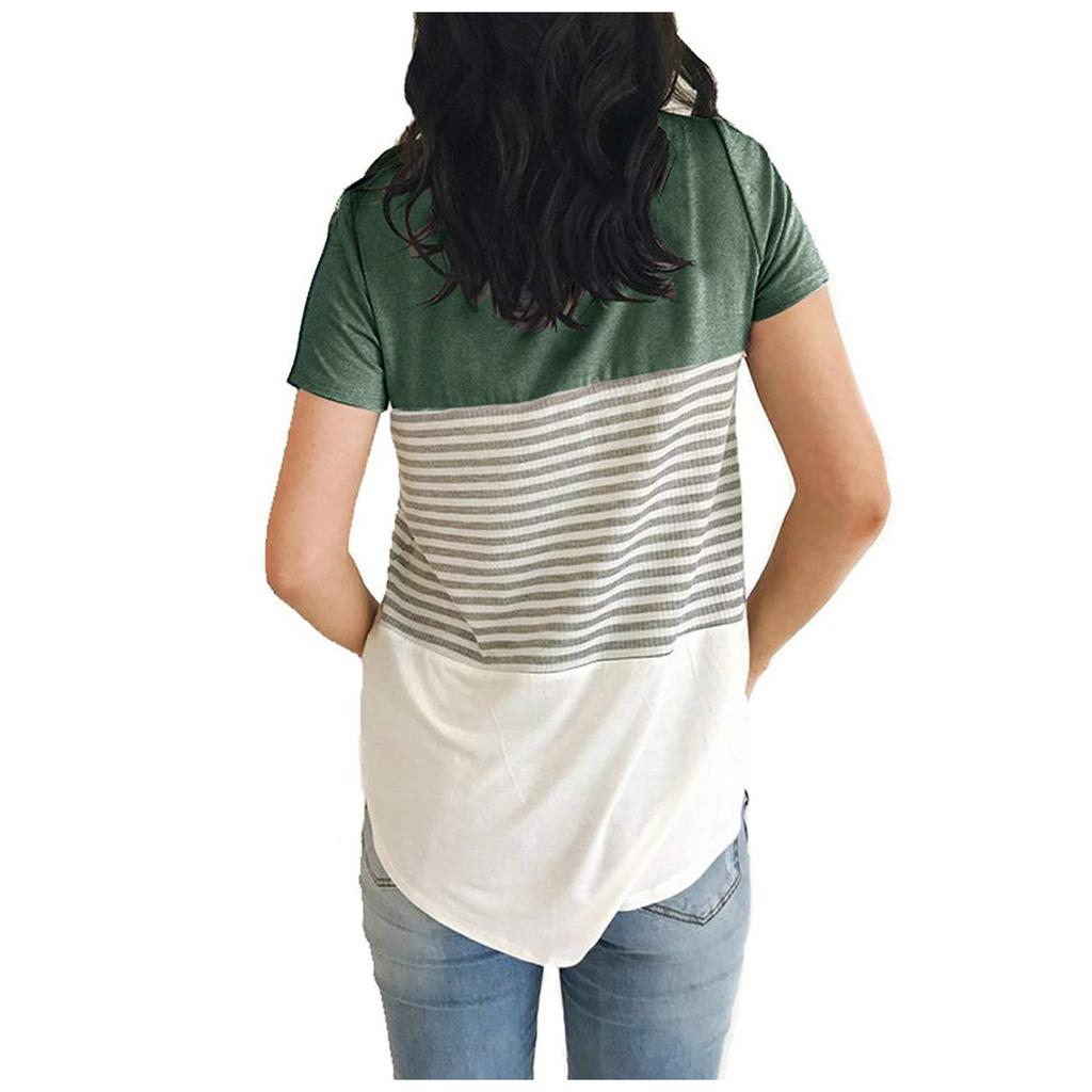 Women's Fashion Short Sleeve Cotton T-shirt Stripe  Maternity Top