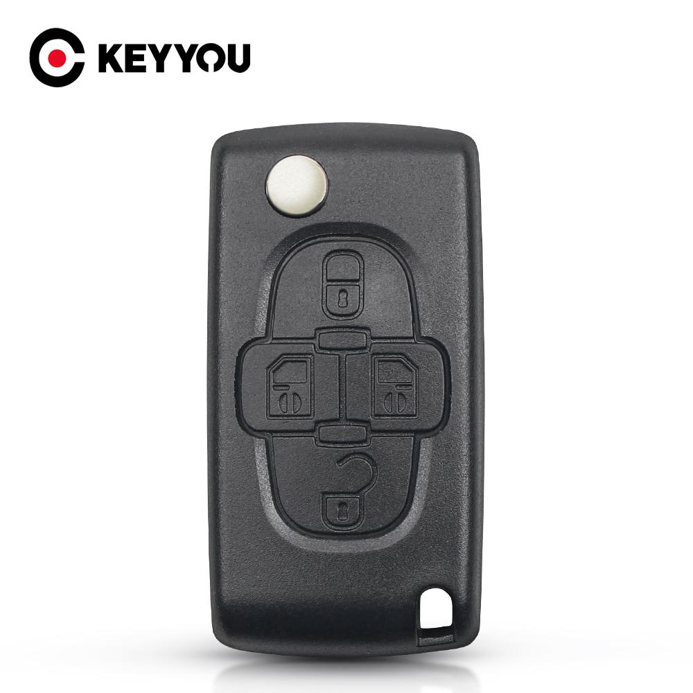 KEYYOU 4 Lichtknöpfe Autoschlüssel Hülle Anhänger Für Peugeot 206 407 307 607 Für Citroen C2 C3 C4 C5 C6 Berlingo CE0523 CE0536 Neu