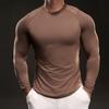 Slim and Muscular Style New Quick-drying Ice Silk Long-sleeved T-shirt Men's Casual Sports Elastic Fitness Outdoor T-shirt Top Men