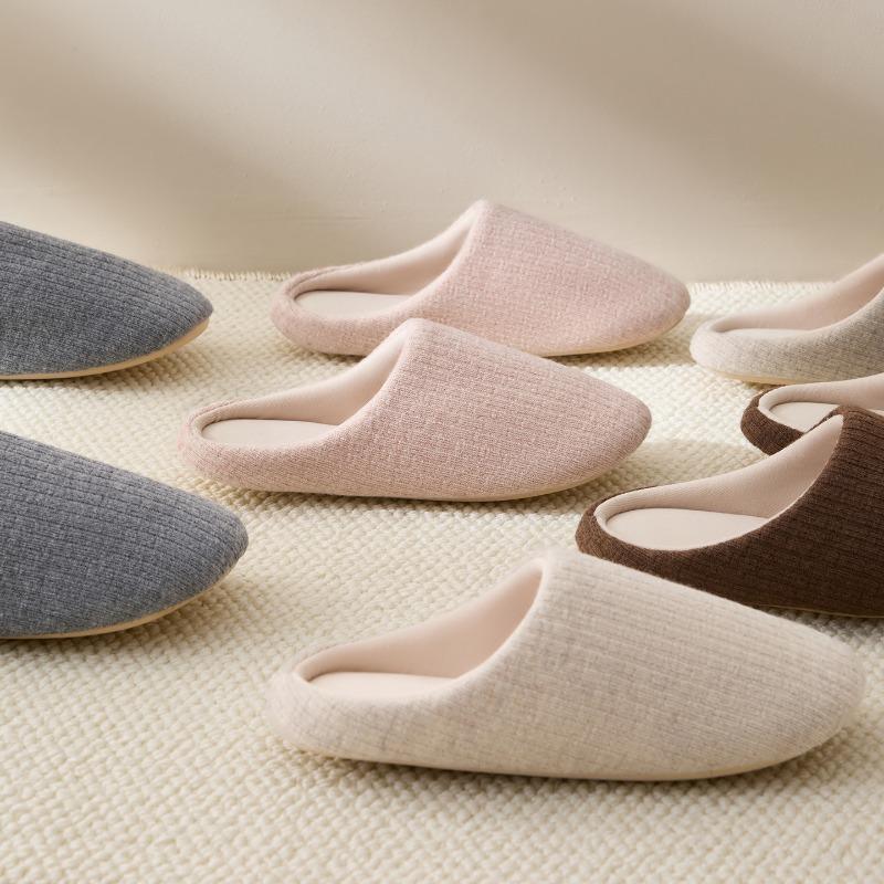 Home Silent Linen Slippers Men's Indoor Non-slip Soft Sole Silent Couple Slippers High-end Four-season Cotton Shoes