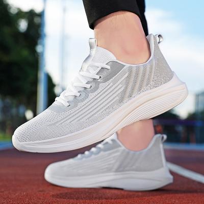 Couple Casual Sports Shoes Cushioned Flying Woven Running Shoes Men's Lightweight Breathable Mesh Men's Shoes Hot-selling Jinjiang Shoes