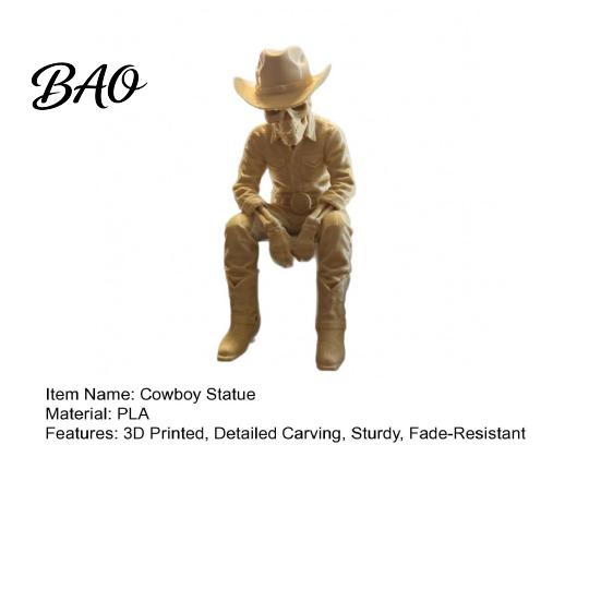 Western Theme Party Supplies 3D Printed Cowboy Skeleton Figurine, Sitting Statue Edge Rustic Desk Decor Sitter, West Style Desktop Shelf for