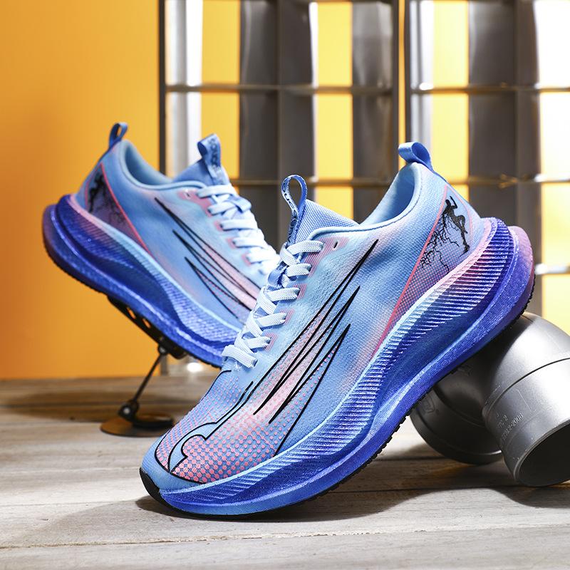 Youth Autumn Running Shoes, Primary and Secondary School Students Mesh Carbon Plate Real Explosion Shock Absorption Sports Non-slip Running Shoe