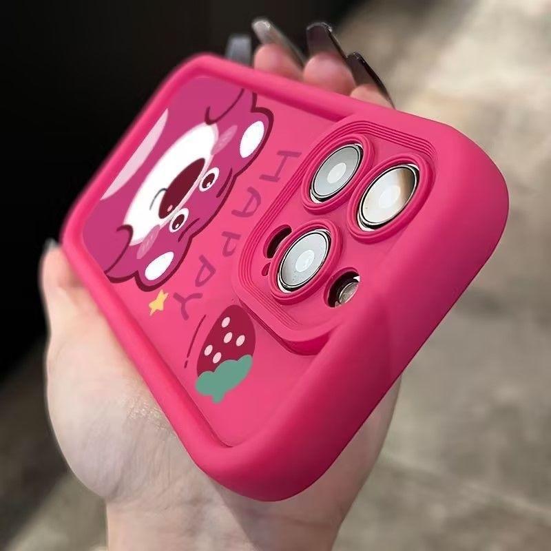 Cartoon pink bear for iPhone16Promax mobile phone case 15 soft case 14 cartoon 13 cute 12 all-inclusive