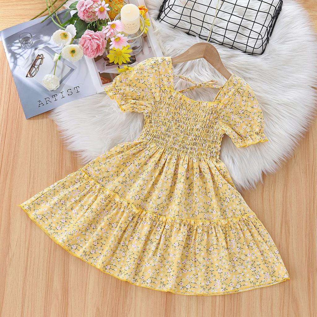 Girls' Summer Dress New Baby Bubble Sleeve Princess Dress Children's Summer Fashion Fairy Dress