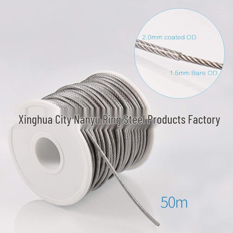 Beschriftbares 15m/50m Stahlseil mit Kunststoffummantelung Gartenseil Seilspanner-Kit - Tragfähiges Aufhängungsdrahtseil