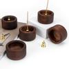 Round Wooden Incense Holder Handmade Incense Base Multi-functional Incense Tray  Tea Ceremony