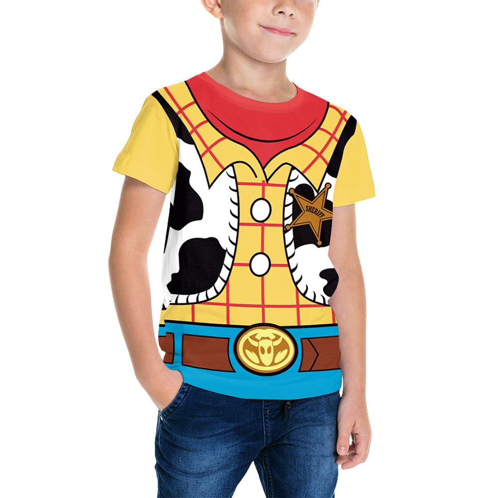 2026 Nuovo Toy Story Woody Cowboy T-shirt Stampata 3D per Bambini Cosplay Manica Corta Costume per Esibizioni sul Palco
