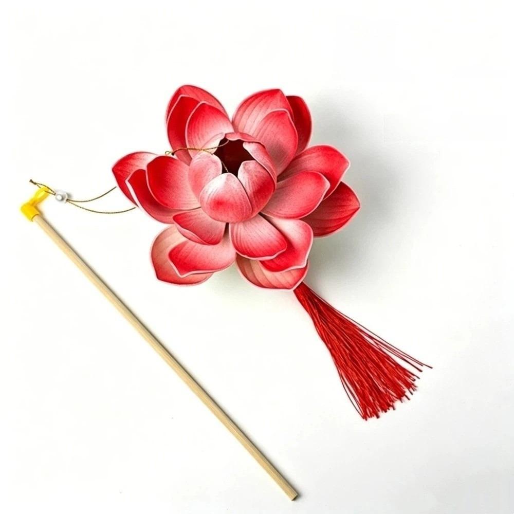 Portable Hand-Held LED Light Ancient Style Mid-Autumn Festival Lantern  Temple 20CM Red