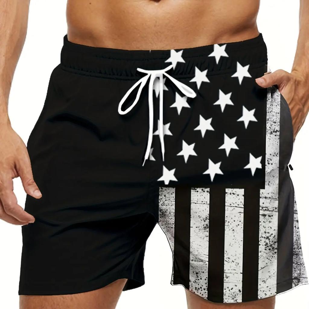 Pantaloncini da Bagno con Stampa Bandiera Americana Estivi da Uomo Pantaloncini da Spiaggia Traspiranti Corti Asciugatura Rapida Pantaloncini Sportivi Jogging Uomo Pantalone Corto