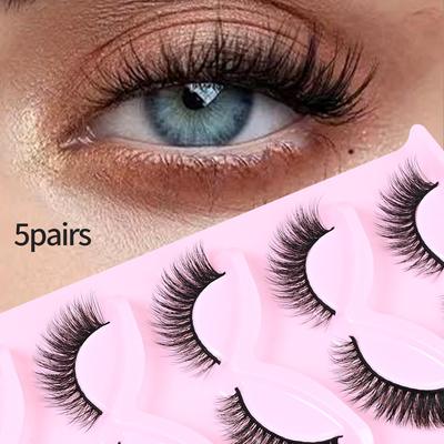Neue Cat-Eye Fox-Eye Falsche Wimpern - 5 Paare Natürlicher, Dicker, Verlängerter Stil auf Lager