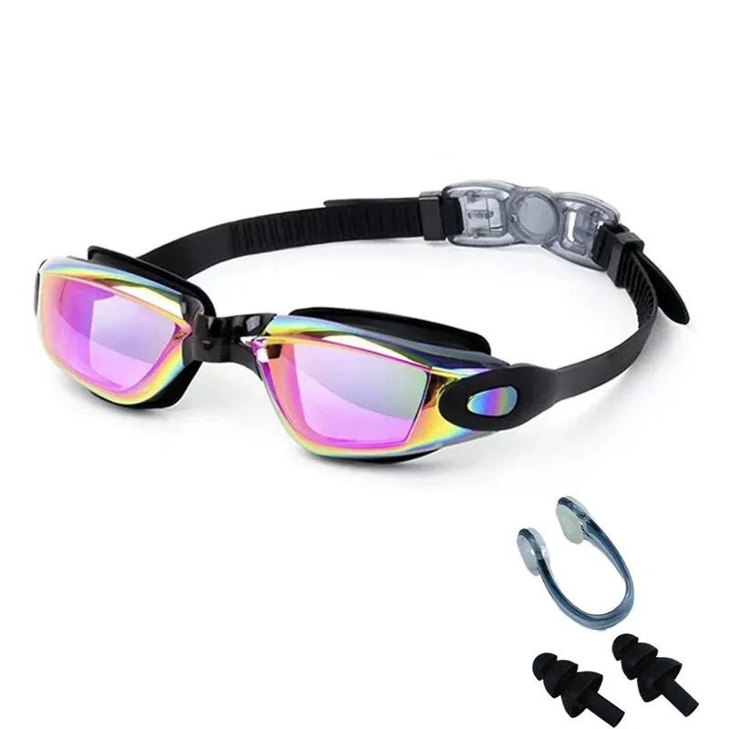 Swimming Goggles High-definition Anti Fog Waterproof Male and Female Coated Earplug Set Swimming Goggles for Women Men
