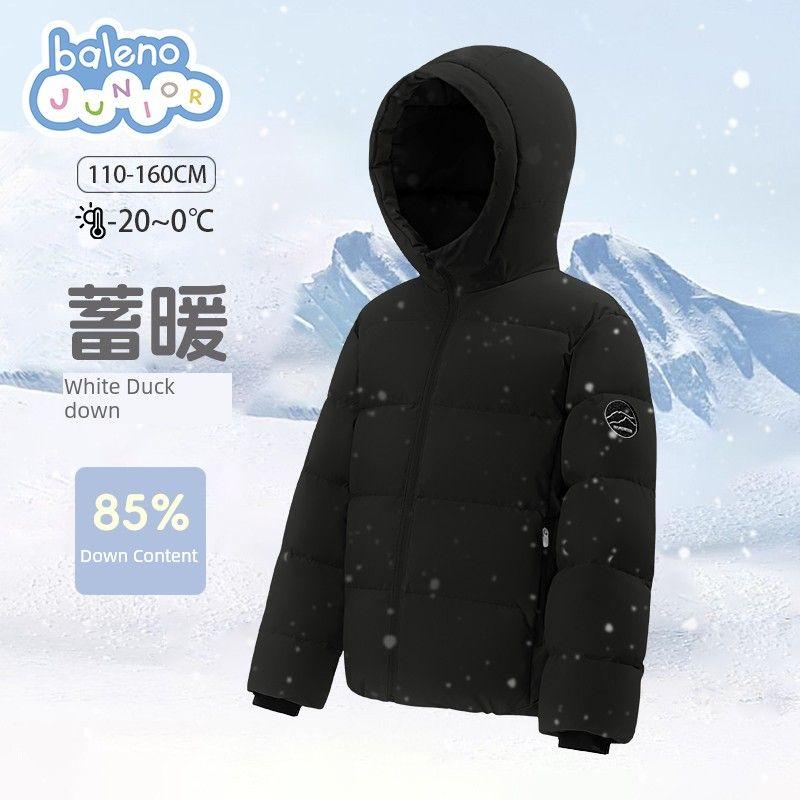 Baleno Kids Girls  down Jacket 2025 New Children s Warm Top Big Kids Red New Year Winter Coat Black # Solid Color 120