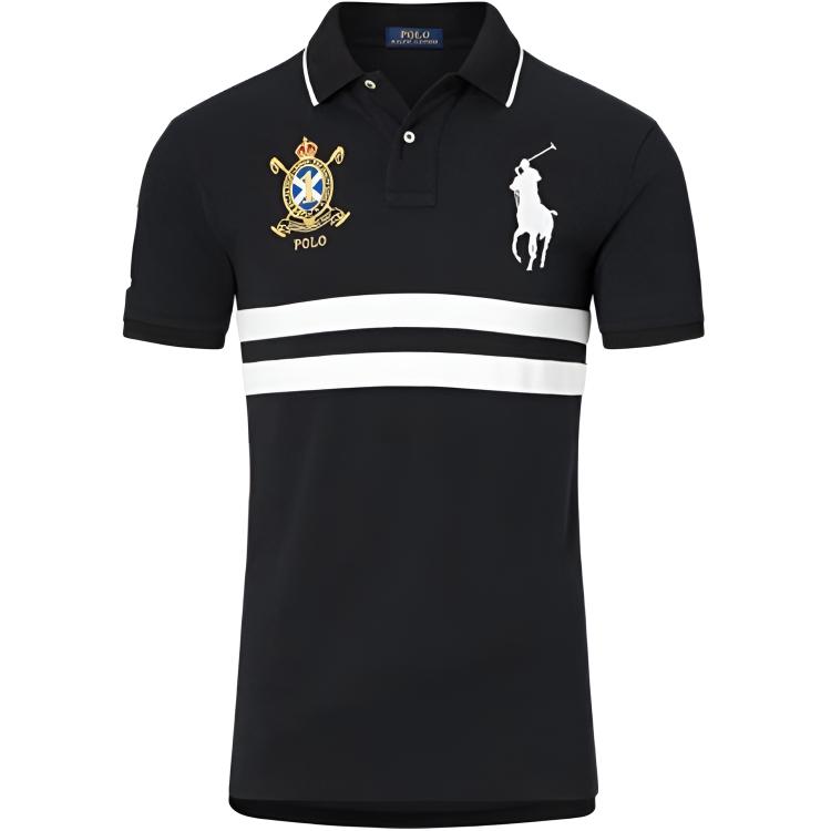

Polo Ralph Lauren SS24 Поло с коротким рукавом и логотипом в полоску Мужские топы Черный 710649758-001 S