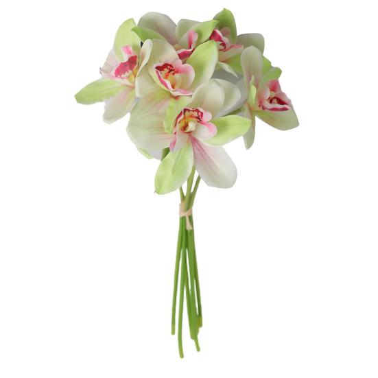 

6 шт. Имитация букета цимбидиума Настоящее прикосновение Искусственные цветы Не увядающие Выцветающие Яркий цвет Искусственный цветок